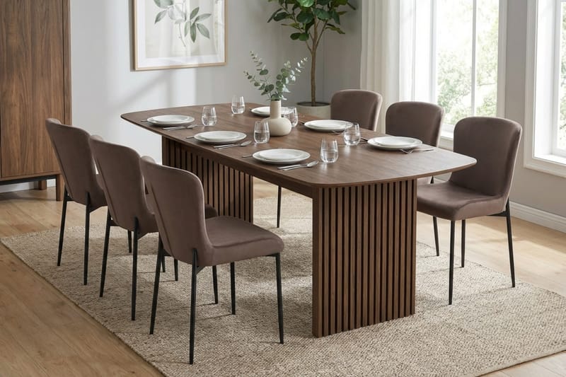 Richeto Matgrupp Rökt Ek 210 cm med 6 Elsie Matstolar - Rökt ek/Brun - Möbler - Bord & matgrupper - Matgrupper