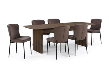 Richeto Matgrupp Rökt Ek 210 cm med 6 Elsie Matstolar