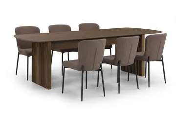 Richeto Matgrupp Rökt Ek 210 cm med 6 Elsie Matstolar