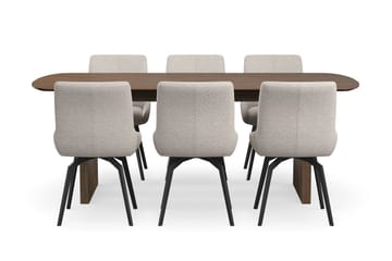 Richeto Matgrupp Rökt Ek 210 cm med 6 Mora Snurrstolar - Rökt ek - Möbler - Bord & matgrupper - Matgrupper