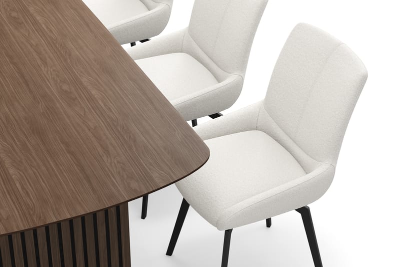 Richeto Matgrupp Rökt Ek 210 cm med 6 Mora Snurrstolar - Rökt ek/Ljusbeige - Möbler - Bord & matgrupper - Matgrupper