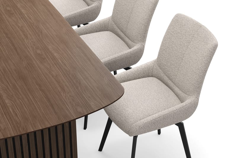 Richeto Matgrupp Rökt Ek 210 cm med 6 Mora Snurrstolar - Rökt ek/Mörkbeige - Möbler - Bord & matgrupper - Matgrupper