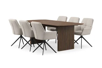 Richeto Matgrupp Rökt Ek 210 cm med 6 Torsby Snurrstolar - Rökt ek - Möbler - Bord & matgrupper - Matgrupper