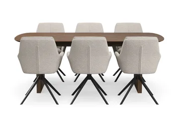 Richeto Matgrupp Rökt Ek 210 cm med 6 Torsby Snurrstolar - Rökt ek - Möbler - Bord & matgrupper - Matgrupper