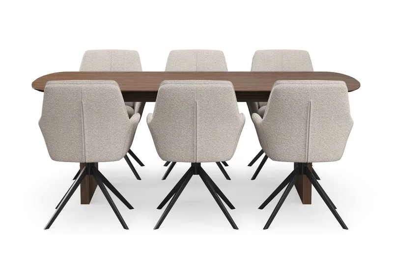 Richeto Matgrupp Rökt Ek 210 cm med 6 Torsby Snurrstolar - Rökt ek - Möbler - Bord & matgrupper - Matgrupper