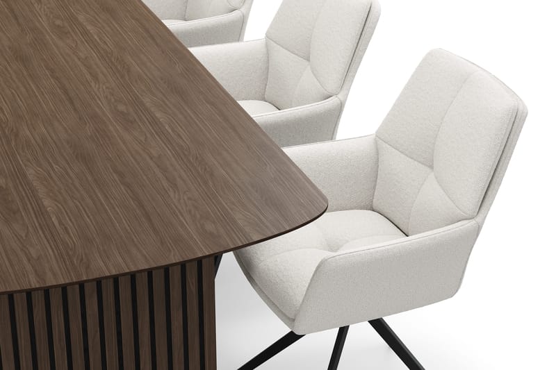 Richeto Matgrupp Rökt Ek 210 cm med 6 Torsby Snurrstolar - Rökt ek/Ljusbeige - Möbler - Bord & matgrupper - Matgrupper