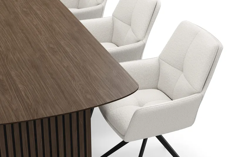 Richeto Matgrupp Rökt Ek 210 cm med 6 Torsby Snurrstolar - Rökt ek/Ljusbeige - Möbler - Bord & matgrupper - Matgrupper