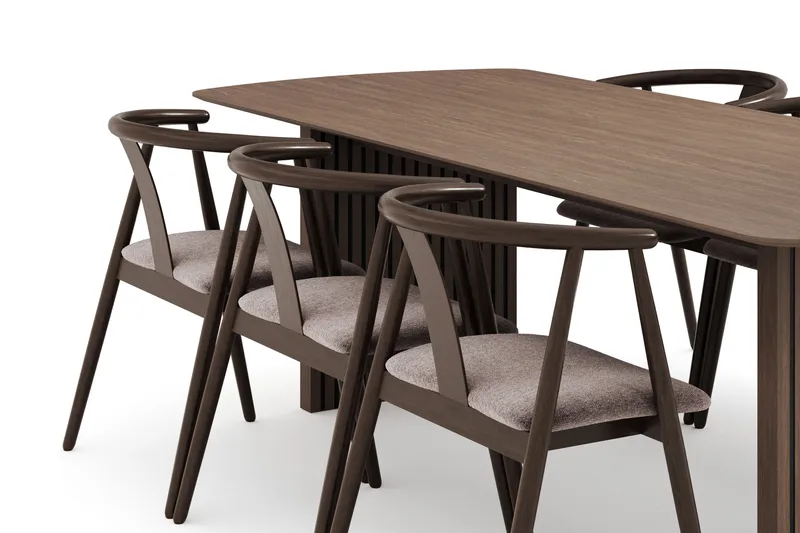 Richeto Matgrupp Rökt Ek 240 cm med 6 Cytie Karmstolar - Rökt ek - Möbler - Bord & matgrupper - Matgrupper