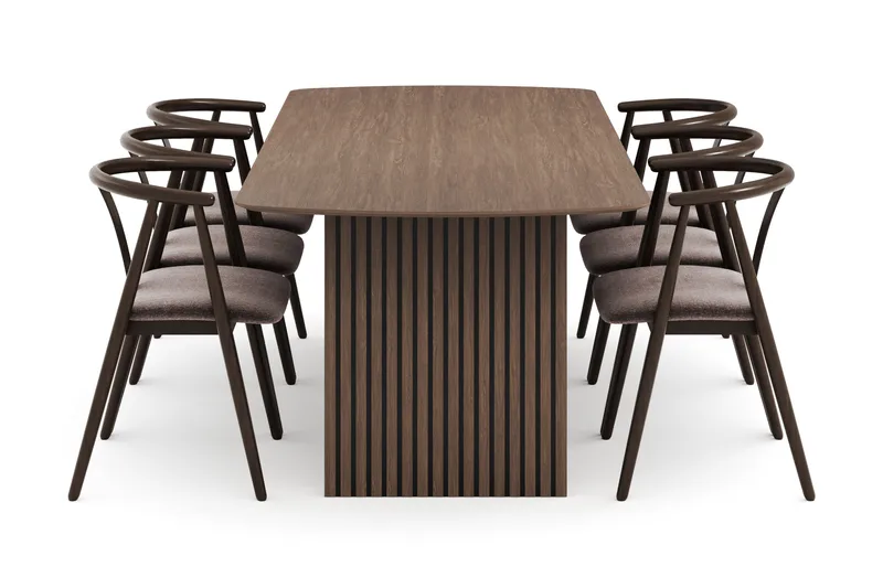 Richeto Matgrupp Rökt Ek 240 cm med 6 Cytie Karmstolar - Rökt ek - Möbler - Bord & matgrupper - Matgrupper