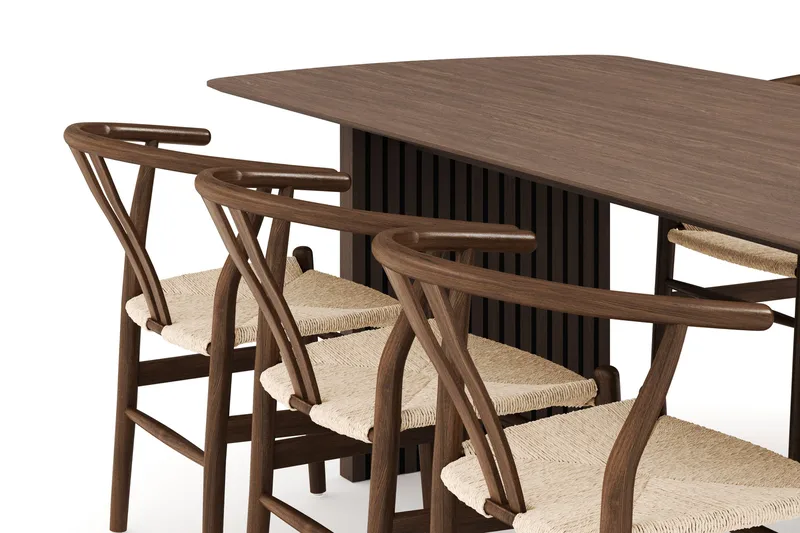 Richeto Matgrupp Rökt Ek 240 cm med 6 Dastoori Matstolar - Rökt ek - Möbler - Bord & matgrupper - Matgrupper