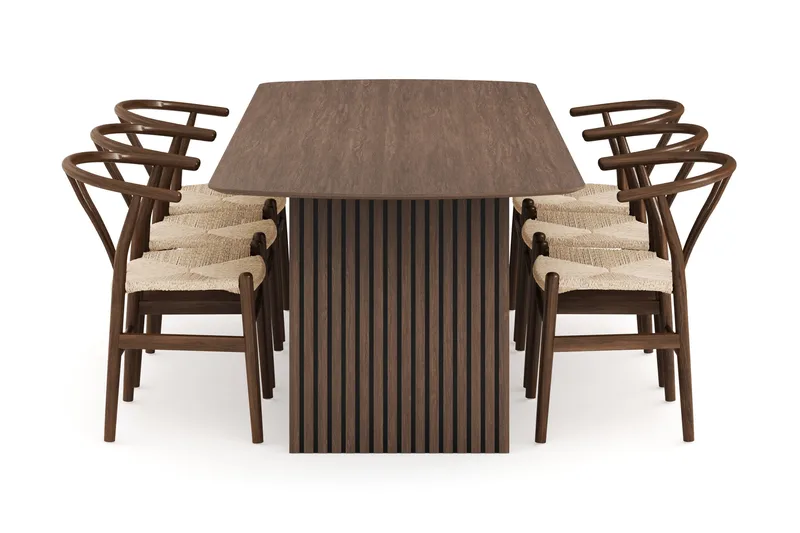 Richeto Matgrupp Rökt Ek 240 cm med 6 Dastoori Matstolar - Rökt ek - Möbler - Bord & matgrupper - Matgrupper
