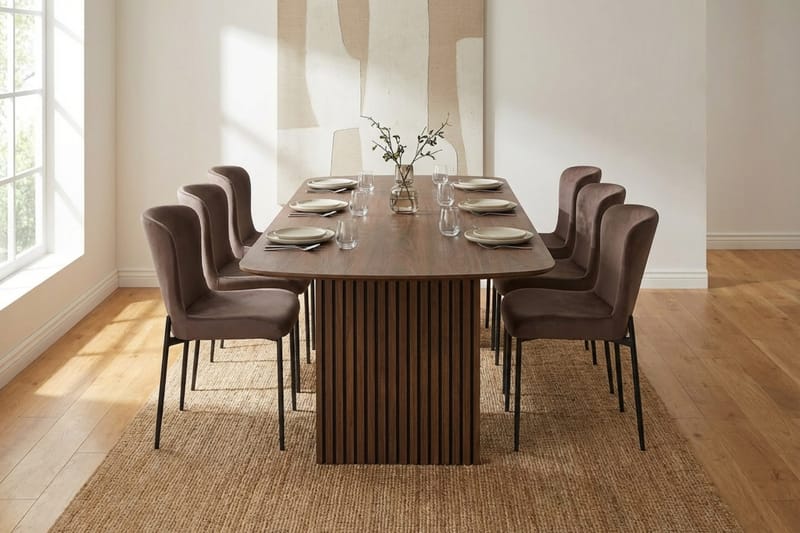 Richeto Matgrupp Rökt Ek 240 cm med 6 Elsie Matstolar - Rökt ek/Brun - Möbler - Bord & matgrupper - Matgrupper