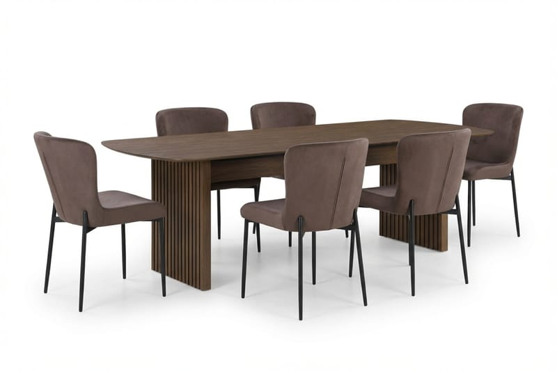 Richeto Matgrupp Rökt Ek 240 cm med 6 Elsie Matstolar - Rökt ek/Brun - Möbler - Bord & matgrupper - Matgrupper