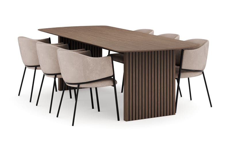 Richeto Matgrupp Rökt Ek 240 cm med 6 Evelina Matstolar - Rökt ek - Möbler - Bord & matgrupper - Matgrupper