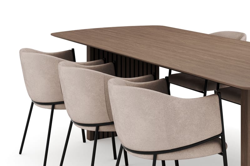 Richeto Matgrupp Rökt Ek 240 cm med 6 Evelina Matstolar - Rökt ek - Möbler - Bord & matgrupper - Matgrupper