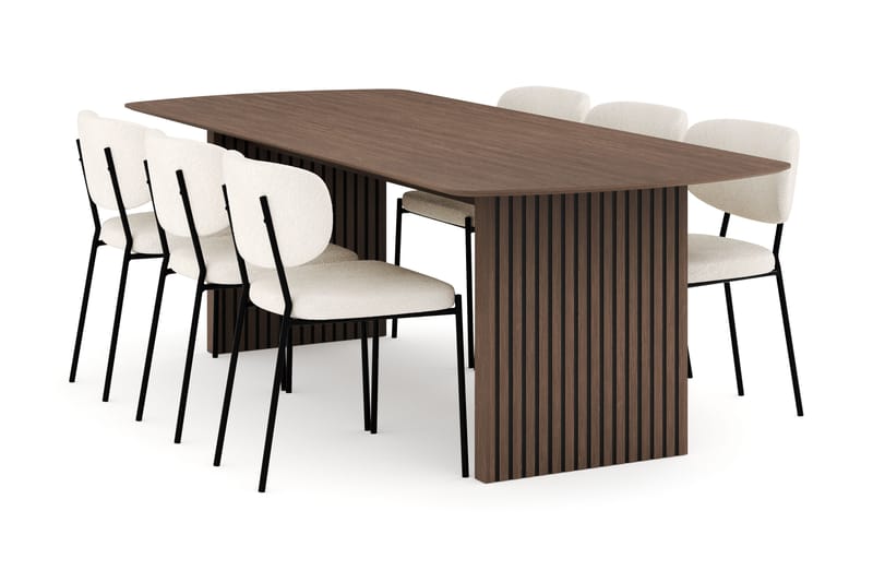 Richeto Matgrupp Rökt Ek 240 cm med 6 Gemmiano Matstolar - Rökt ek - Möbler - Bord & matgrupper - Matgrupper