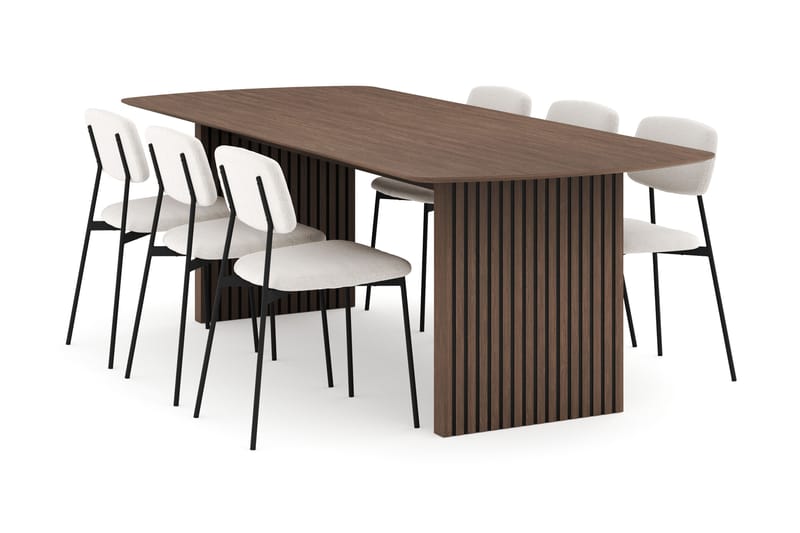 Richeto Matgrupp Rökt Ek 240 cm med 6 Lowe Matstolar - Rökt ek - Möbler - Bord & matgrupper - Matgrupper