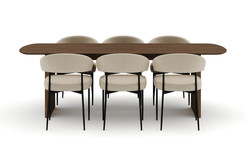 Richeto Ovalt Matbord 240 cm med 6 Sawako Stolar - Ek - Möbler - Bord & matgrupper - Matgrupper