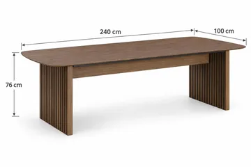 Richeto Rektangulär Matgrupp 240 cm – Matbord med 8 Filip Matstolar med Trä- och Rökt Ek-utseende - Mörkbrun|Taupe - Möbler - Bord & matgrupper - Matgrupper