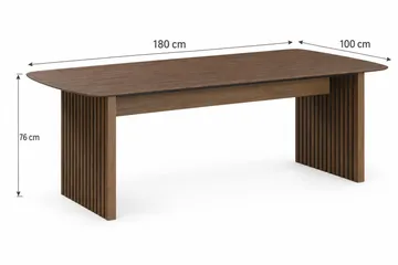 Richeto Ribbat Matbord 180x100 cm med Trä- och Rökt Ek-utseende - Mörkbrun - Möbler - Bord & matgrupper - Matbord & köksbord