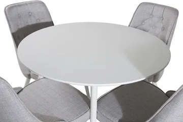 Ridones Matgrupp 100 cm Rund inkl 4 Valera Stolar - Vit/Grå - Möbler - Bord & matgrupper - Matgrupper