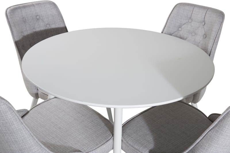 Ridones Matgrupp 100 cm Rund inkl 4 Valera Stolar - Vit/Grå - Möbler - Bord & matgrupper - Matgrupper