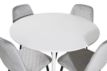 Ridones Matgrupp 100 cm Rund inkl 4 Ypas Stolar - Vit/Grå/Svart - Möbler - Bord & matgrupper - Matgrupper