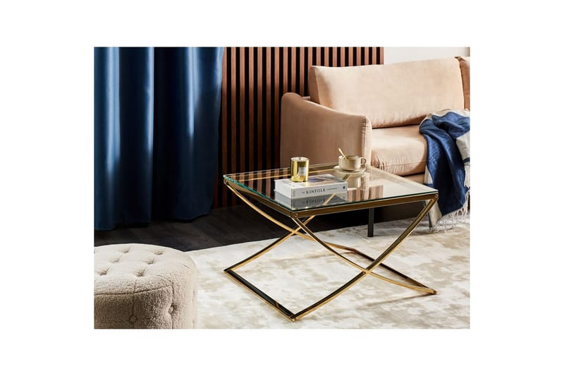 Ringgold Kvadratiskt Soffbord 70 cm i Glas med Metallunderrede - Klar - Möbler - Bord & matgrupper - Soffbord