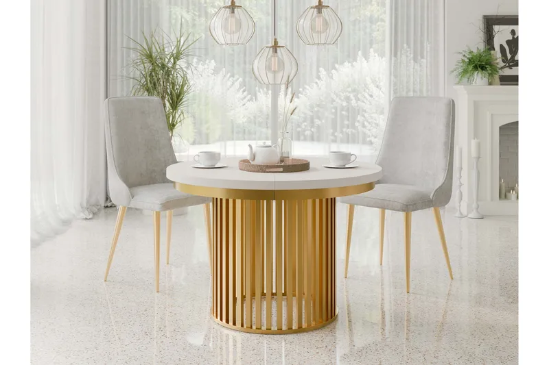 Rivale Matbord 100 cm Rund - Beige/Guld - Möbler - Bord & matgrupper - Matbord & köksbord