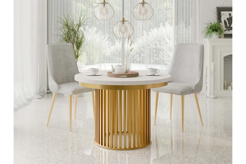 Rivale Matbord 100 cm Rund - Beige/Guld - Möbler - Bord & matgrupper - Matbord & köksbord