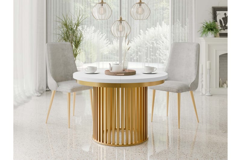 Rivale Matbord 100 cm Rund - Vit/Guld - Möbler - Bord & matgrupper - Matbord & köksbord