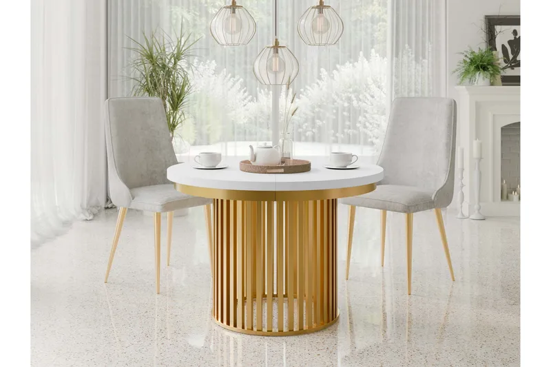 Rivale Matbord 100 cm Rund - Vit/Guld - Möbler - Bord & matgrupper - Matbord & köksbord