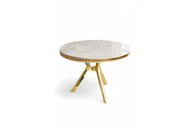 Rivor Matbord 90 cm Rund, Vit Marmor/Guld