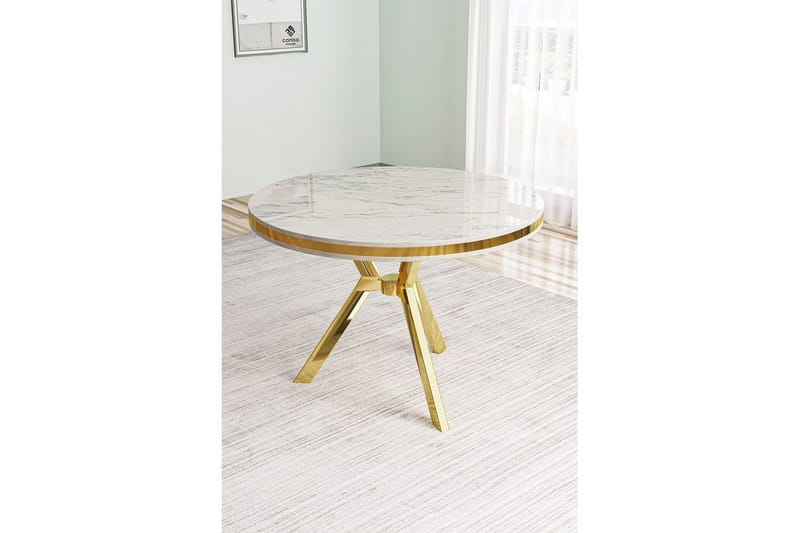 Rivor Matbord 90 cm Rund - Vit Marmor/Guld - Möbler - Bord & matgrupper - Matbord & köksbord