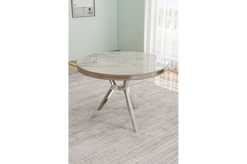 Rivor Matbord 90 cm Rund - Vit Marmor/Krom - Möbler - Bord & matgrupper - Matbord & köksbord