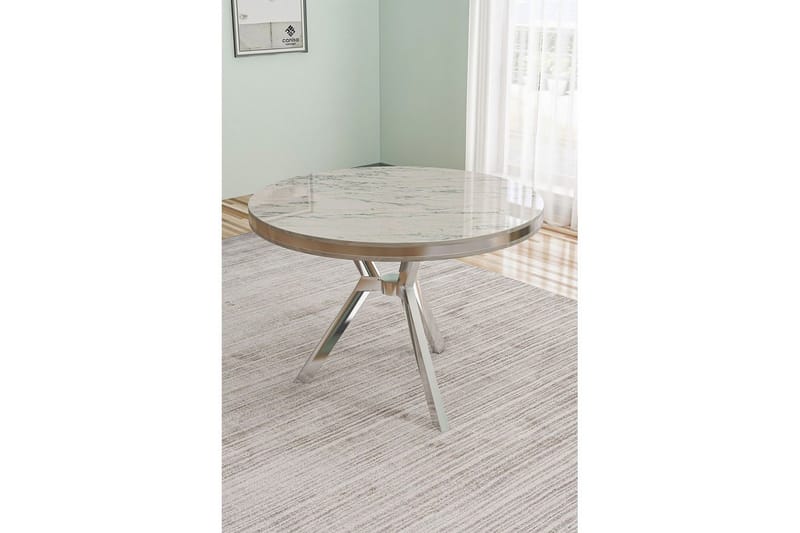 Rivor Matbord 90 cm Rund - Vit Marmor/Krom - Möbler - Bord & matgrupper - Matbord & köksbord