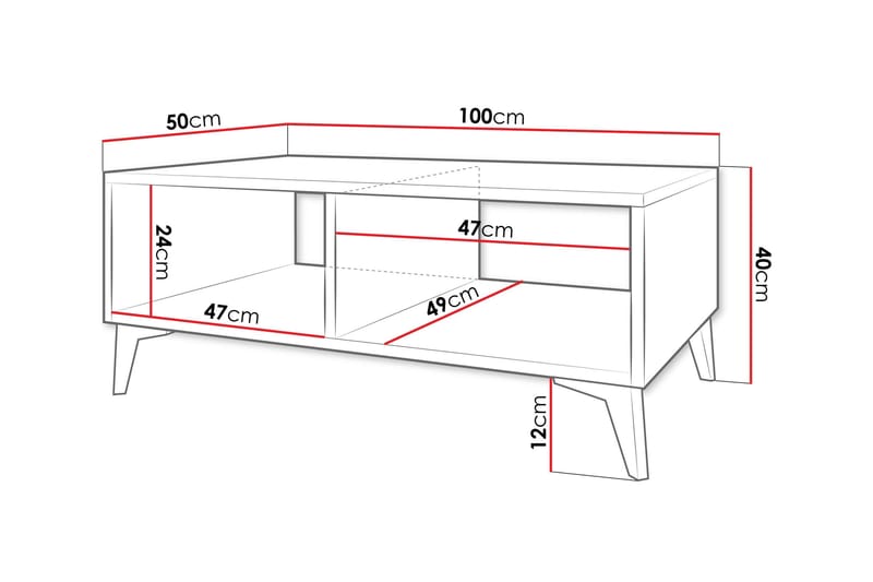 Royston 100 cm Rektangulärt Soffbord med Hyllor i Målat Trä - Vit - Möbler - Bord & matgrupper - Soffbord