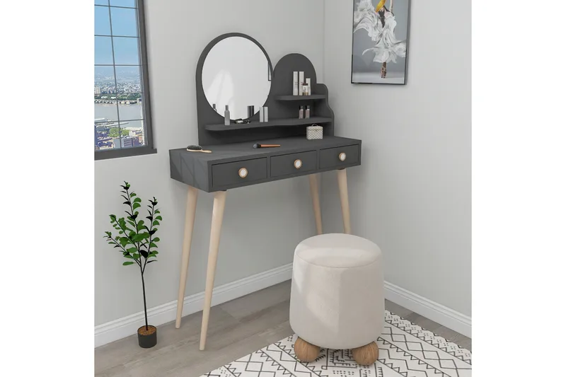 Ruges Sminkbord 74 cm - Antracit - Möbler - Bord & matgrupper - Sminkbord & toalettbord - Sminkbord med spegel