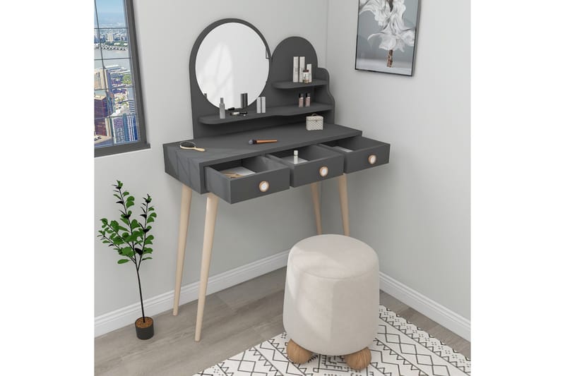 Ruges Sminkbord 74 cm - Antracit - Möbler - Bord & matgrupper - Sminkbord & toalettbord - Sminkbord med spegel