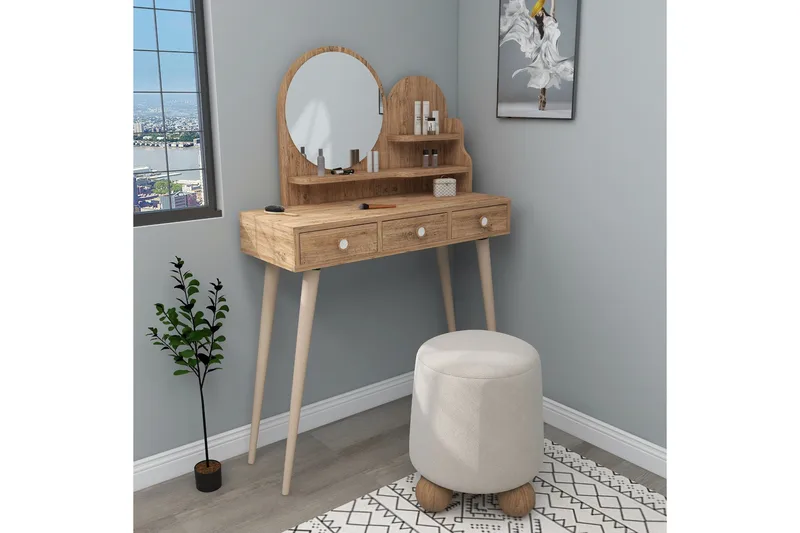 Ruges Sminkbord 74 cm - Brun - Möbler - Bord & matgrupper - Sminkbord & toalettbord - Sminkbord med spegel