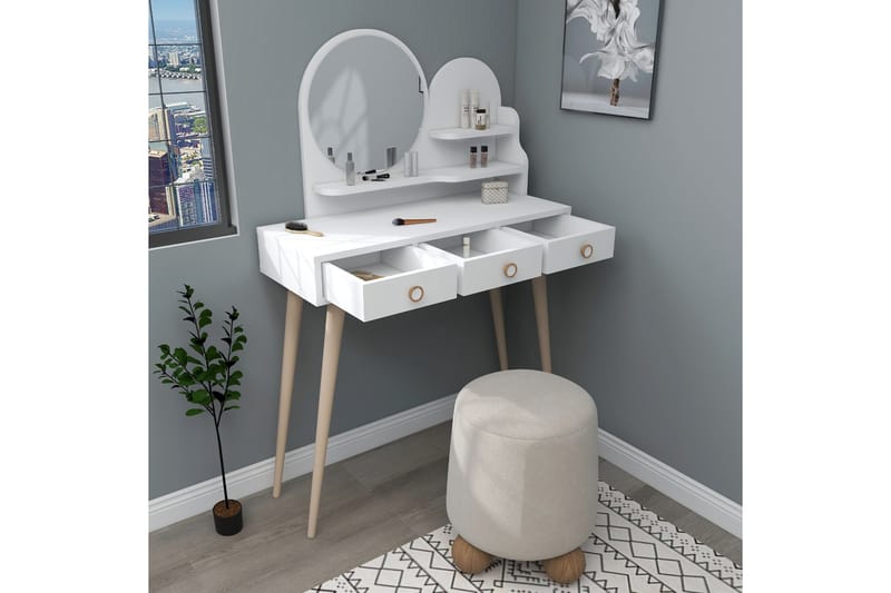 Ruges Sminkbord 74 cm - Vit - Möbler - Bord & matgrupper - Sminkbord & toalettbord - Sminkbord med spegel
