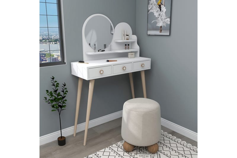Ruges Sminkbord 74 cm - Vit - Möbler - Bord & matgrupper - Sminkbord & toalettbord - Sminkbord med spegel