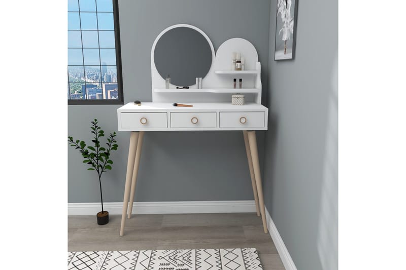 Ruges Sminkbord 74 cm - Vit - Möbler - Bord & matgrupper - Sminkbord & toalettbord - Sminkbord med spegel