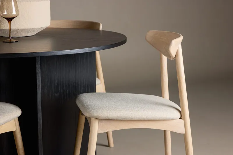 Rund Matgrupp Tyresö 120 cm rund med 4 Ven Stolar - Svart/whitewash - Möbler - Bord & matgrupper - Matgrupper