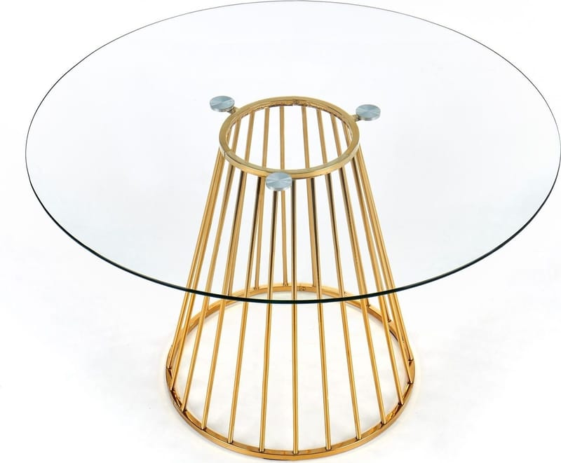 Runt matbord Ø120 cm Glas / Guld - Liverpool - Guld - Möbler - Bord & matgrupper - Matbord & köksbord