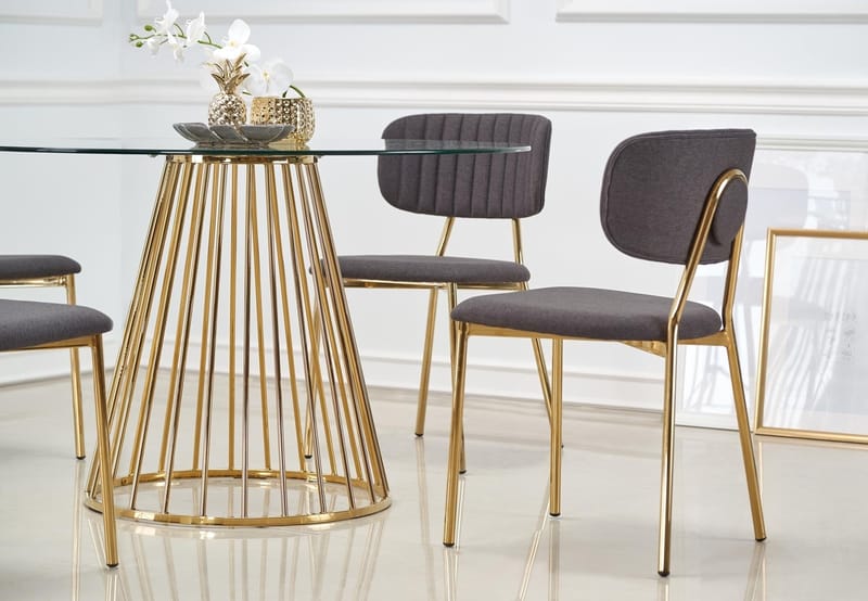 Runt matbord Ø120 cm Glas / Guld - Liverpool - Guld - Möbler - Bord & matgrupper - Matbord & köksbord