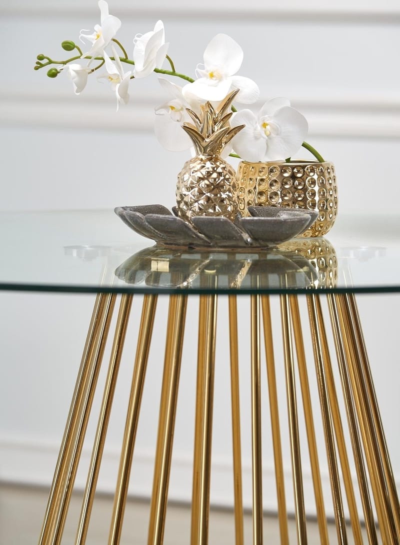 Runt matbord Ø120 cm Glas / Guld - Liverpool - Guld - Möbler - Bord & matgrupper - Matbord & köksbord
