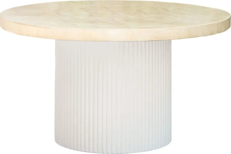 Runt soffbord i travertin-look | Ø80 cm | Laxö, undefined