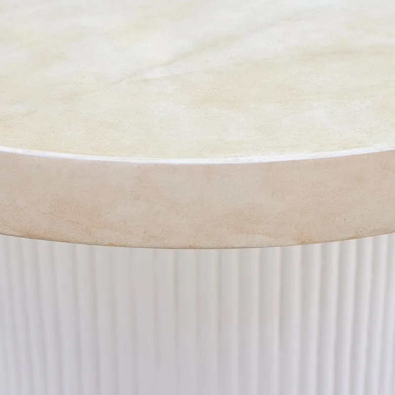 Runt soffbord i travertin-look | Ø80 cm | Laxö - Möbler - Bord & matgrupper - Soffbord