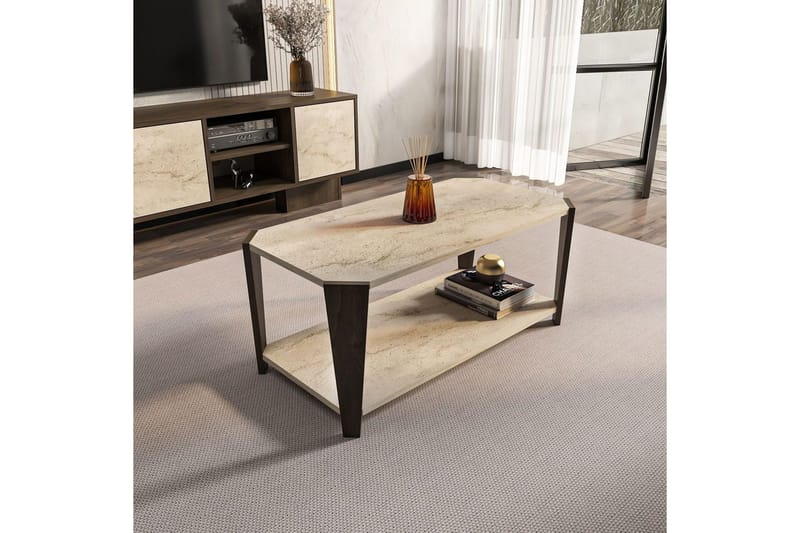 Rylas Soffbord 91 cm - Valnöt/Travertine - Möbler - Bord & matgrupper - Soffbord